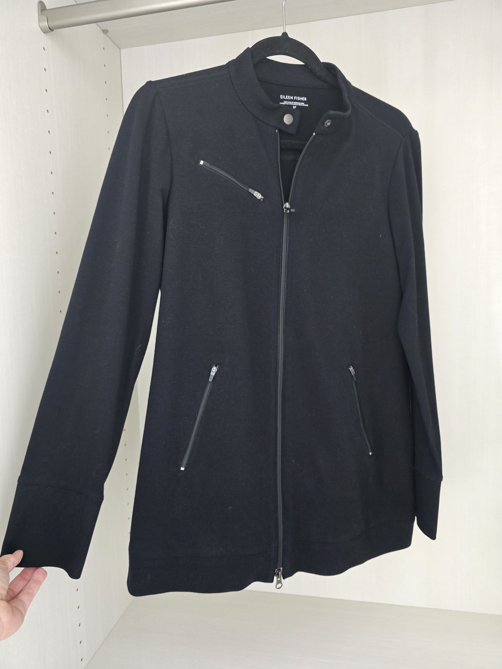 Eileen Fisher Black Zip-Front Utility Jacket